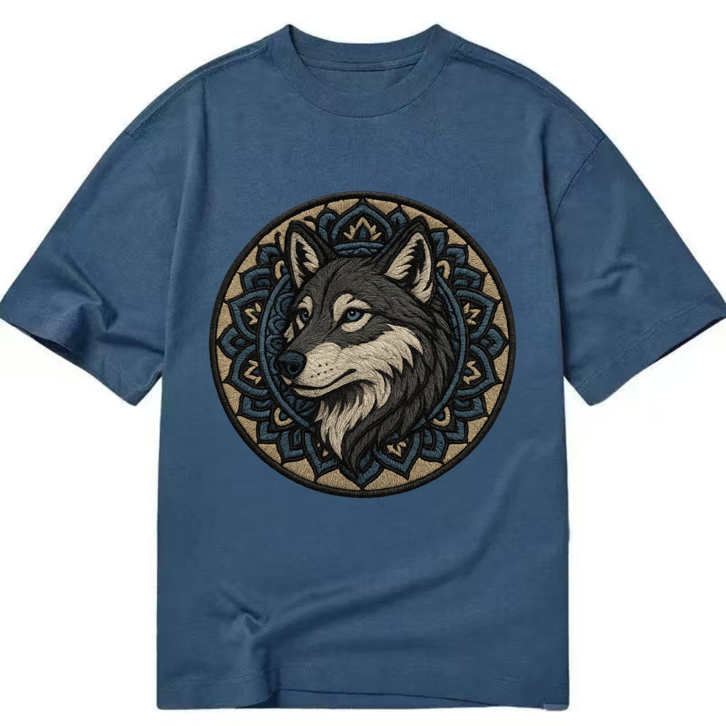 Mandala Wolf Pattern  - Classic T-shirt - Twilight Navy(Blue)