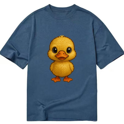 Baby Duck Duckling - yellow fluffy, orange beak, bright eyes, front-facing, quack - Classic T-shirt - Twilight Navy(Blue)