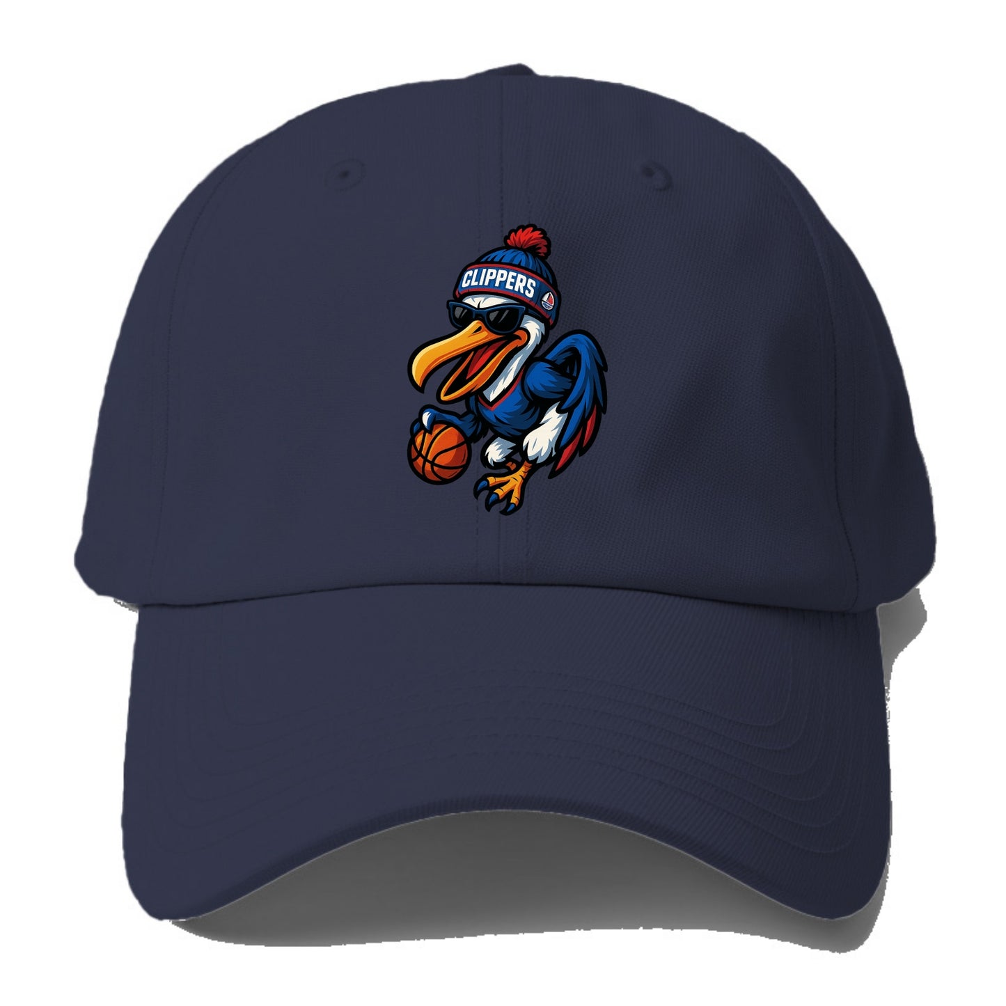 Los Angeles Pelican wearing Clippers beanie with sailboat patch and - Baseball Cap For Big Heads - Twilight Navy(Blue)