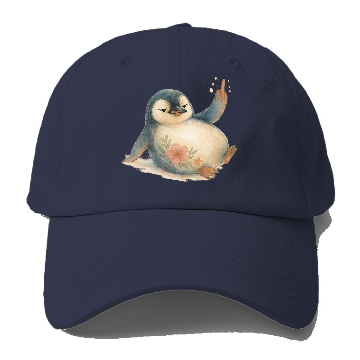 chubby penguin sliding on belly, one flipper up giving attitude - Baseball Cap For Big Heads - Twilight Navy(Blue)