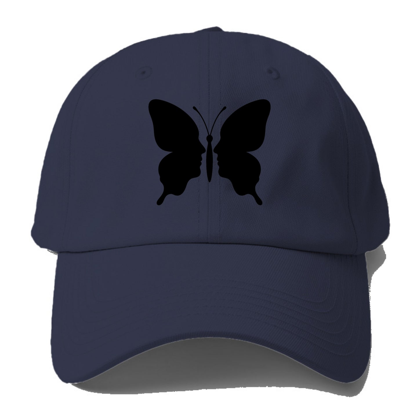 Butterfly wings - negative space reveals hidden faces or patterns - Baseball Cap - Twilight Navy(Blue)