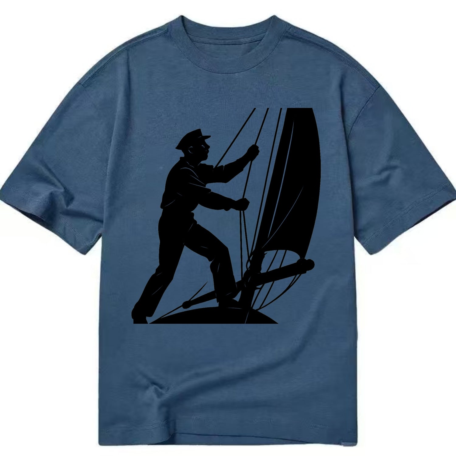 Sailor adjusting the boom on a sailboat - Classic T-shirt - Twilight Navy(Blue)
