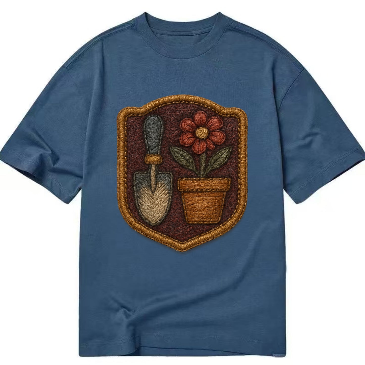 Garden trowel with flower pot - gardener badge - Classic T-shirt - Twilight Navy(Blue)