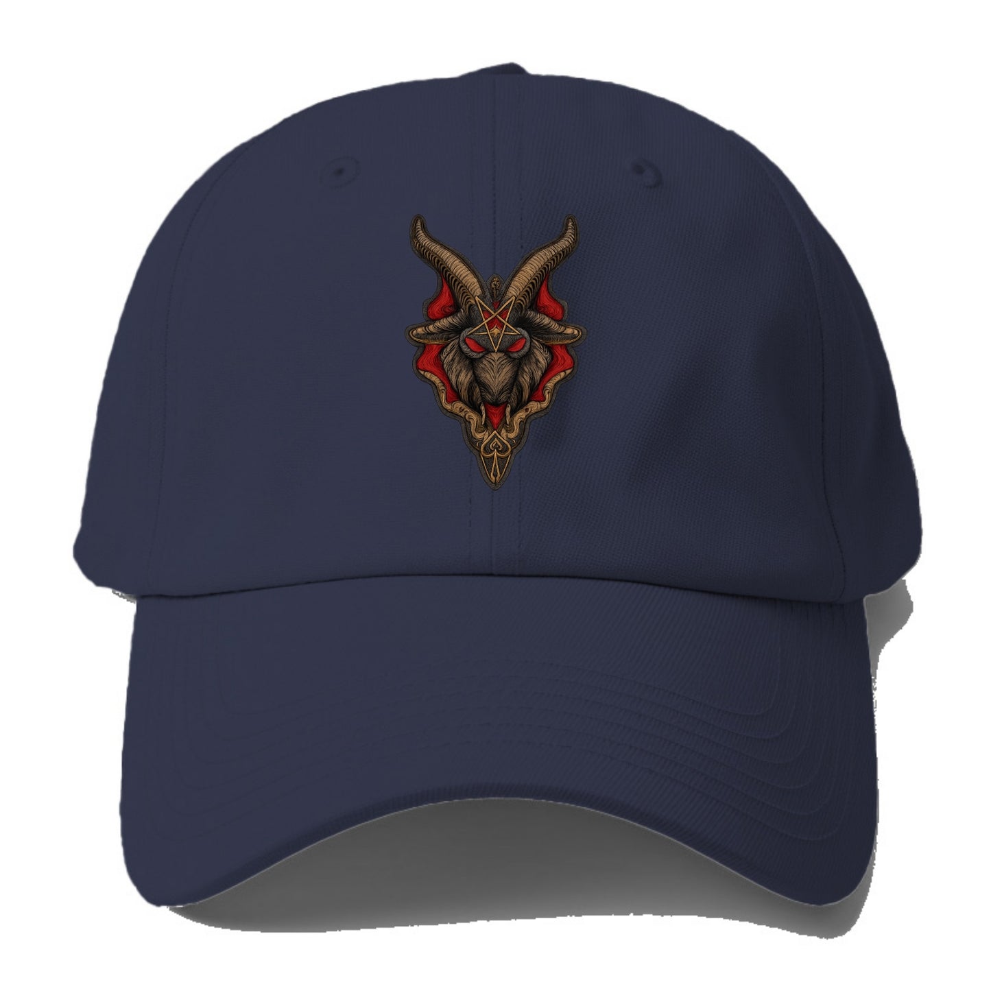 BAPHOMET HEAD - goat head symbol in black and red , occult - Baseball Cap - Twilight Navy(Blue)