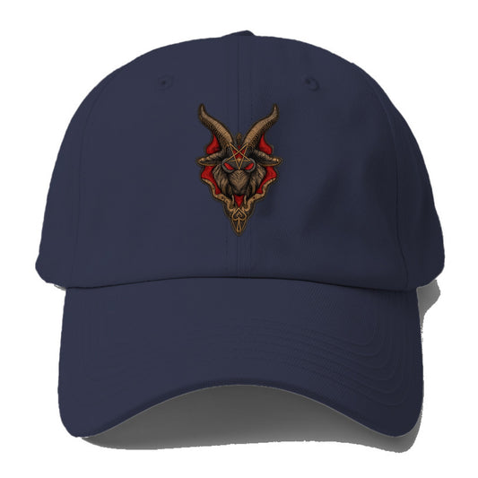 BAPHOMET HEAD - goat head symbol in black and red , occult - Baseball Cap - Twilight Navy(Blue)