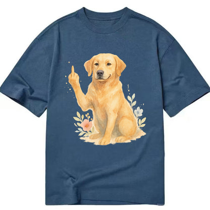 Labrador Retriever yellow sitting pretty, friendly face, strong paw up with sass - Classic T-shirt - Twilight Navy(Blue)