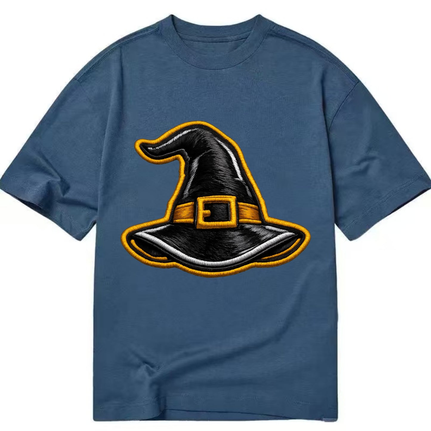 WITCH HAT - pointed hat with buckle in black and gold , coven - Classic T-shirt - Twilight Navy(Blue)