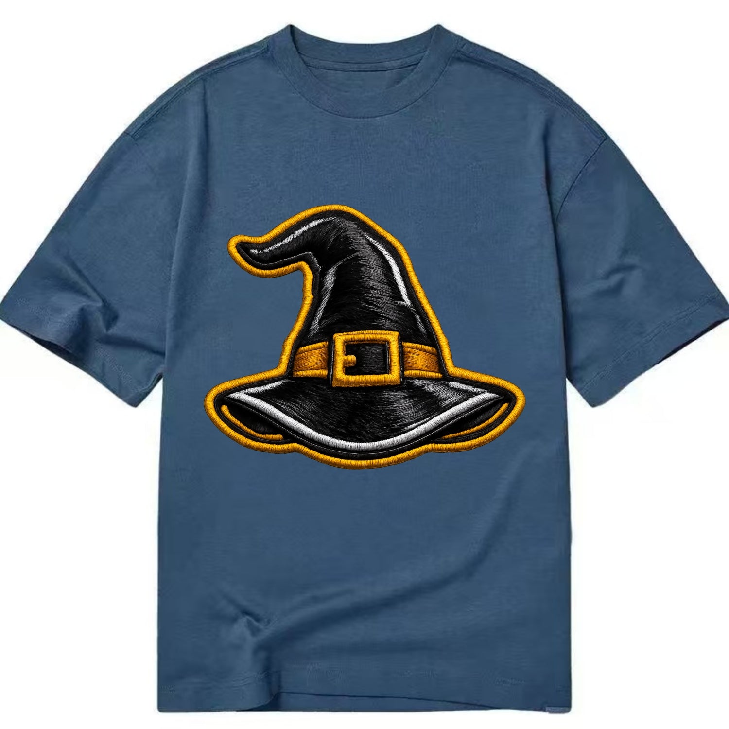 WITCH HAT - pointed hat with buckle in black and gold , coven - Classic T-shirt - Twilight Navy(Blue)