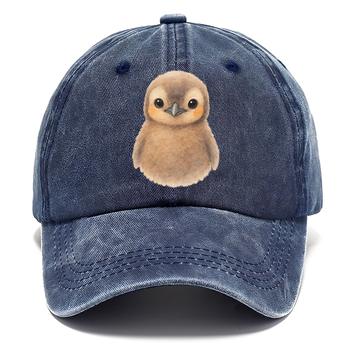 Baby King Penguin - orange cheek patches, fluffy brown, large eyes, front-facing, - Classic Cap - Twilight Navy(Blue)