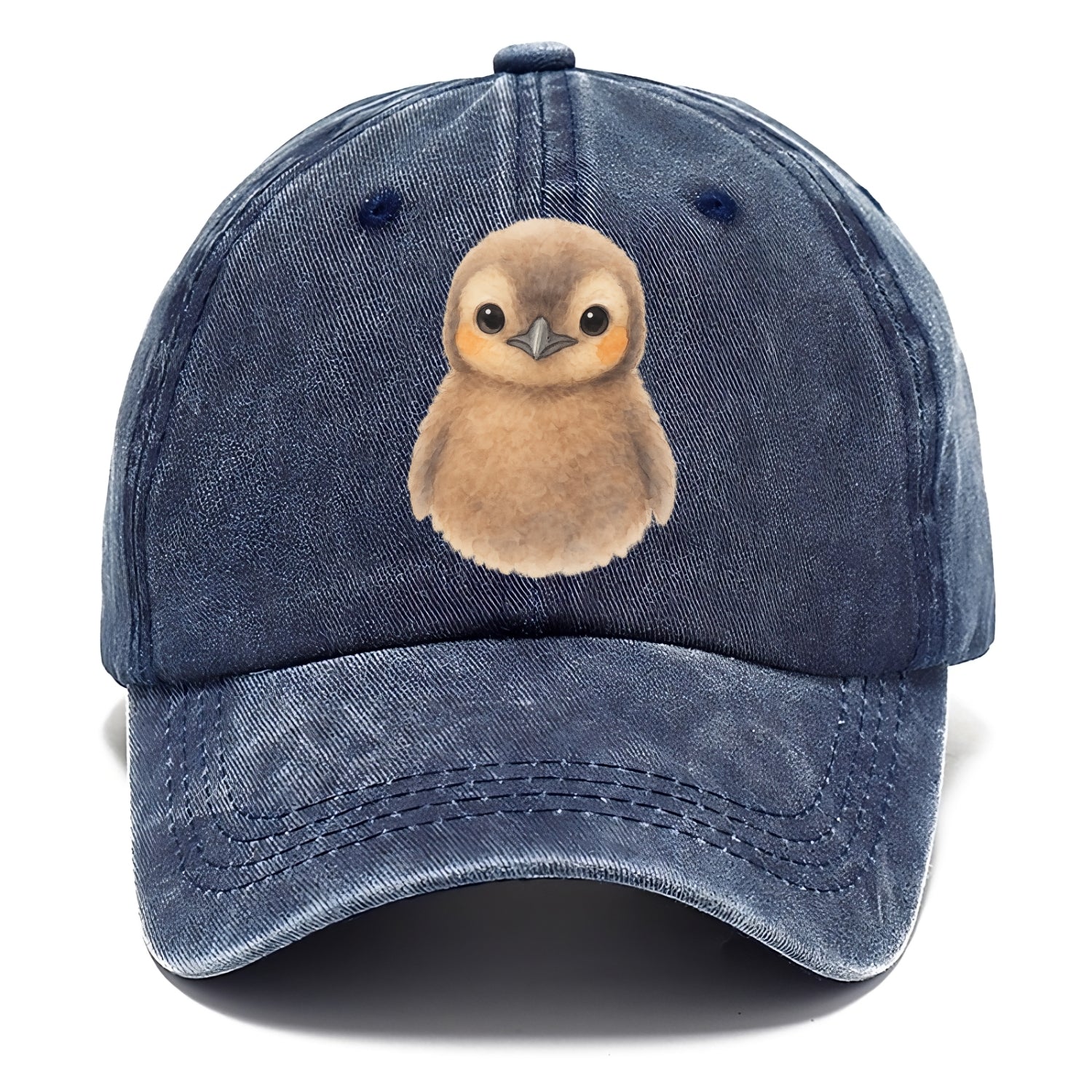 Baby King Penguin - orange cheek patches, fluffy brown, large eyes, front-facing, - Classic Cap - Twilight Navy(Blue)