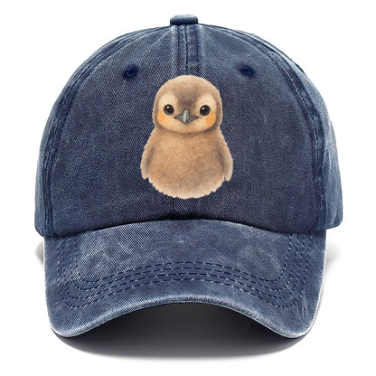 Baby King Penguin - orange cheek patches, fluffy brown, large eyes, front-facing, - Classic Cap - Twilight Navy(Blue)