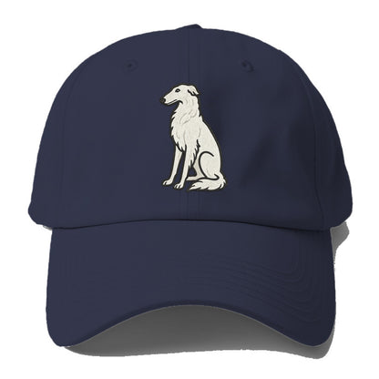 Borzoi - White embroidered sitting pose - Baseball Cap - Twilight Navy(Blue)