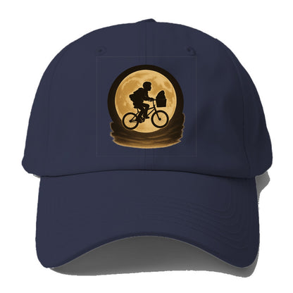 boy with bicycle flying across full moon with silhouette - Baseball Cap - Twilight Navy(Blue)