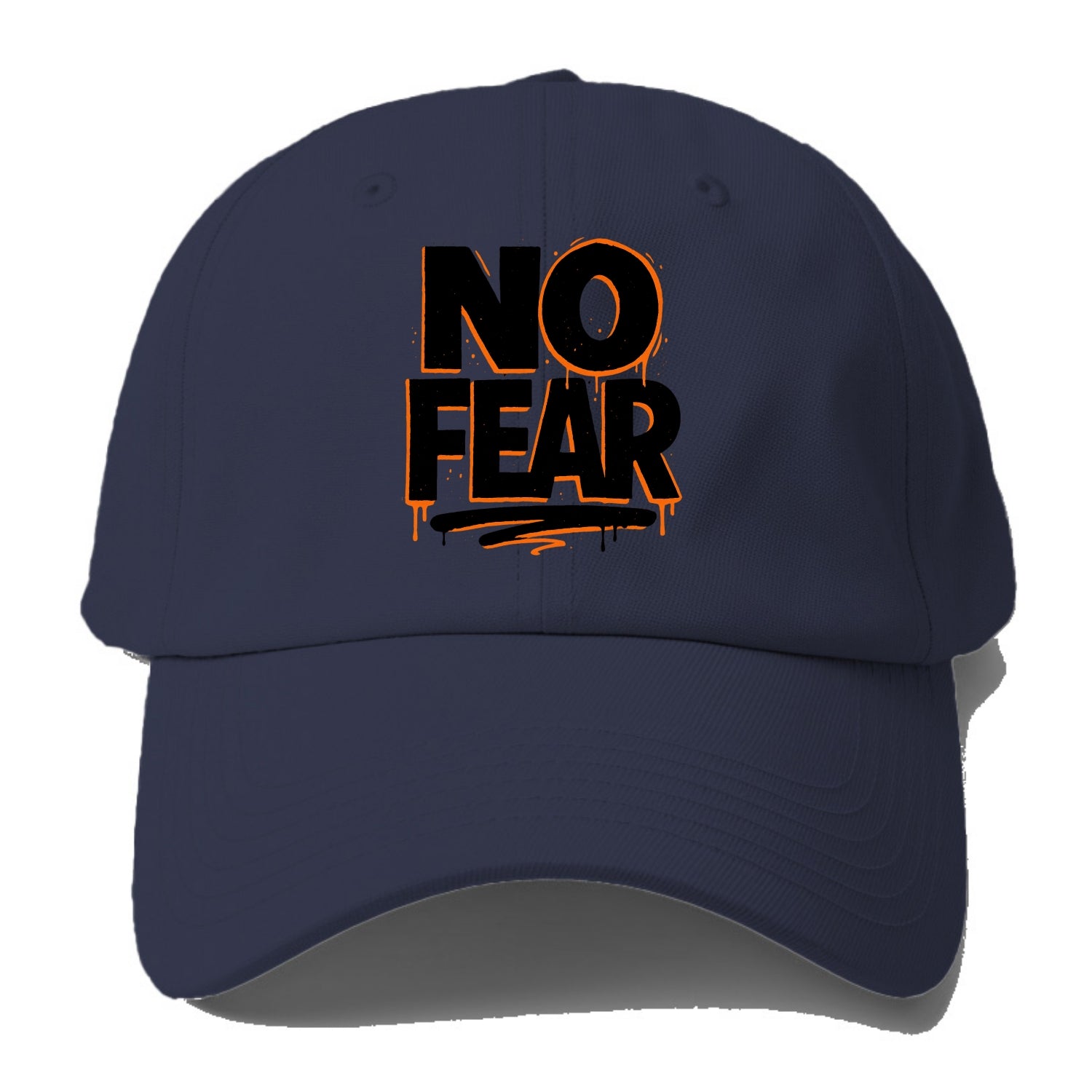 Bold typography design - "NO FEAR" - courage, bravery - Baseball Cap - Twilight Navy(Blue)
