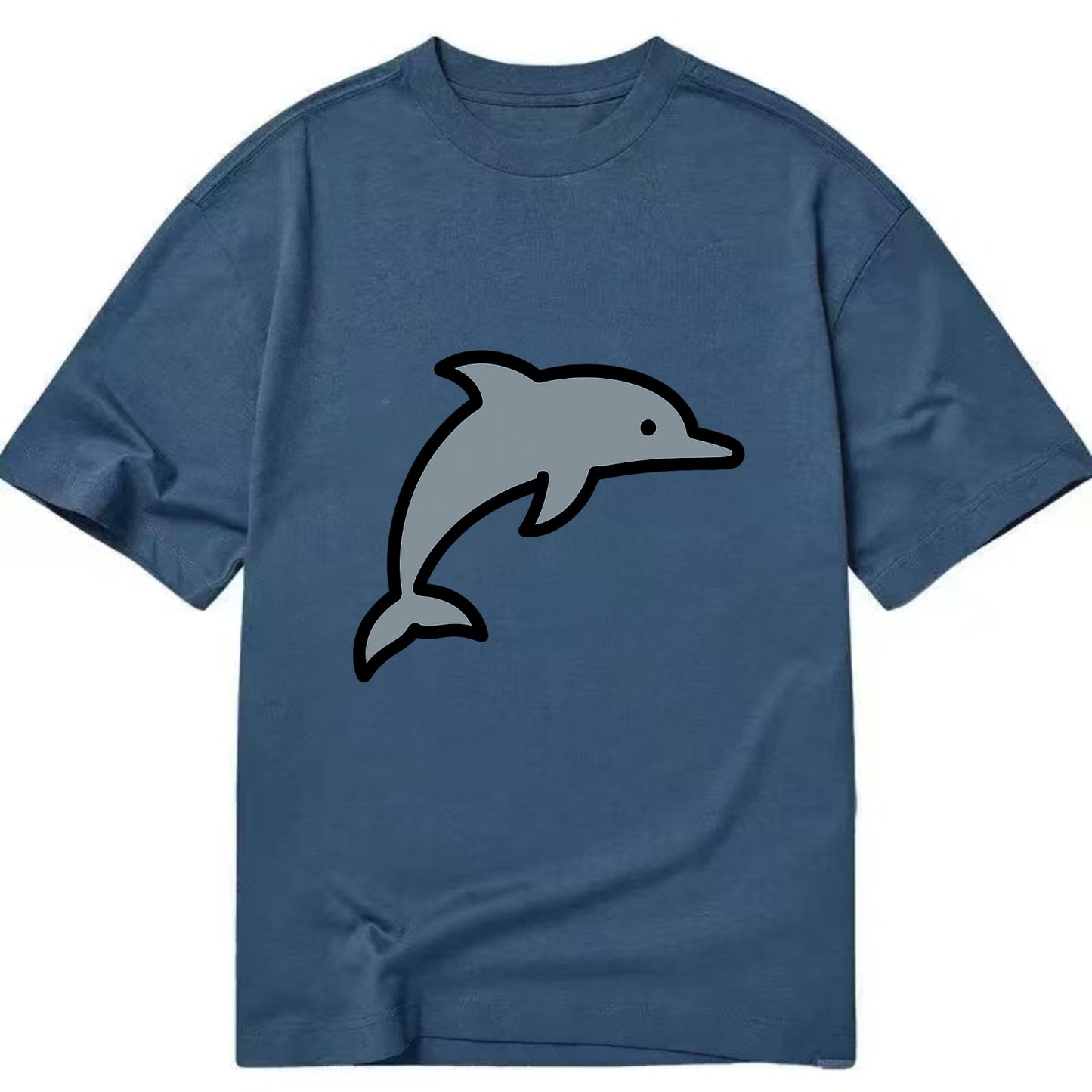 Bottlenose Dolphin - Gray jumping pose flat side profile - Classic T-shirt - Twilight Navy(Blue)