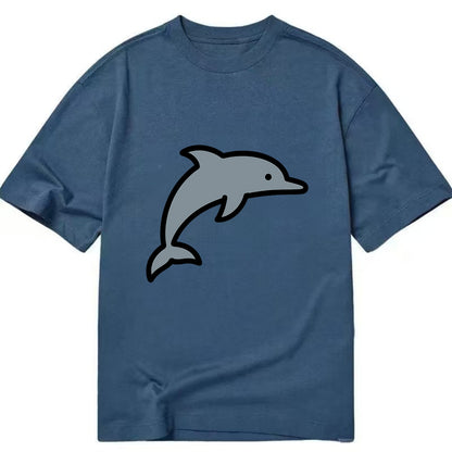 Bottlenose Dolphin - Gray jumping pose flat side profile - Classic T-shirt - Twilight Navy(Blue)