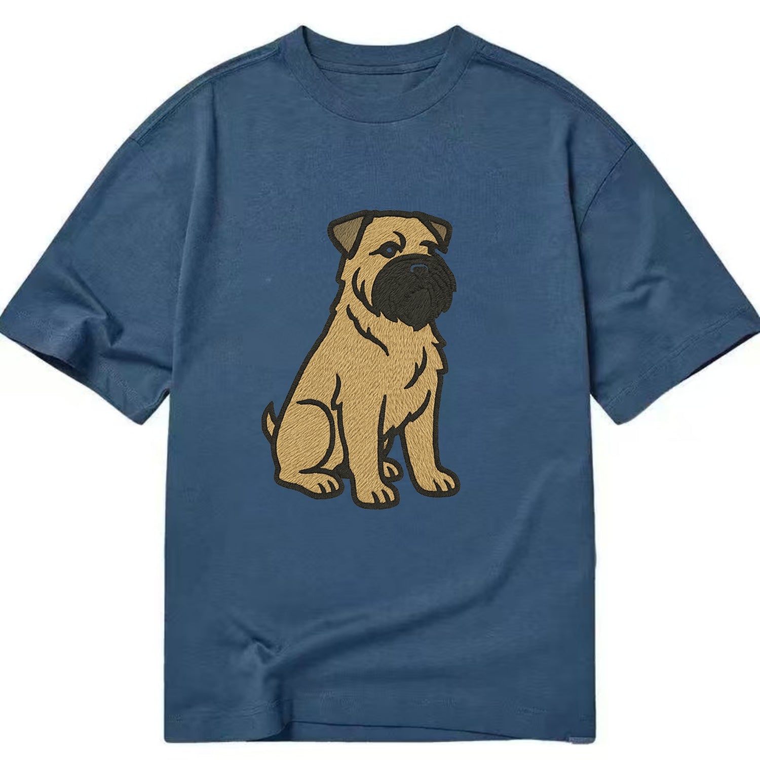 Bouvier des Flandres - Fawn rough coat embroidered design - Classic T-shirt - Twilight Navy(Blue)