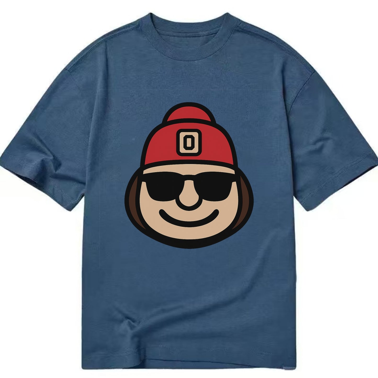 Columbus Brutus wearing Ohio State beanie with Block O patch - Classic T-shirt - Twilight Navy(Blue)