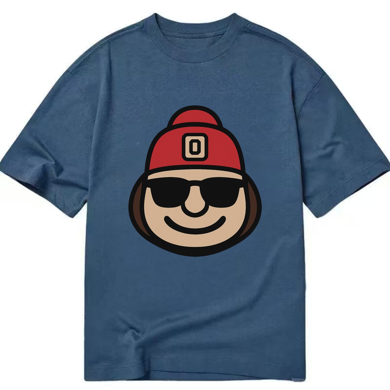 Columbus Brutus wearing Ohio State beanie with Block O patch - Classic T-shirt - Twilight Navy(Blue)