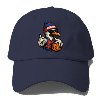 LA Seagull wearing Clippers red white and blue beanie with ship patch - Baseball Cap For Big Heads - Twilight Navy(Blue)