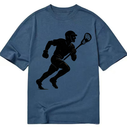 Lacrosse player cradling and running - Classic T-shirt - Twilight Navy(Blue)