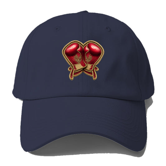 Embroidered patch design - BOXING GLOVES - red boxing gloves crossed - Baseball Cap For Big Heads - Twilight Navy(Blue)