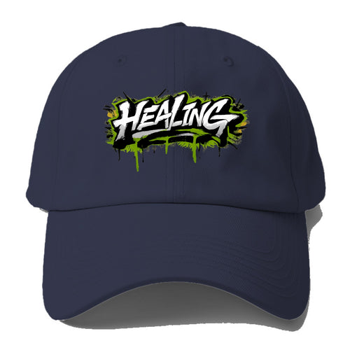 Bold typography design - HEALING - in recovery, getting better - Baseball Cap