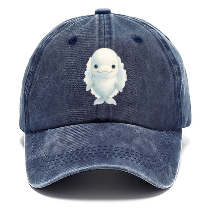 Baby Beluga Whale - pure white, rounded forehead, small eyes with big personality, - Classic Cap - Twilight Navy(Blue)