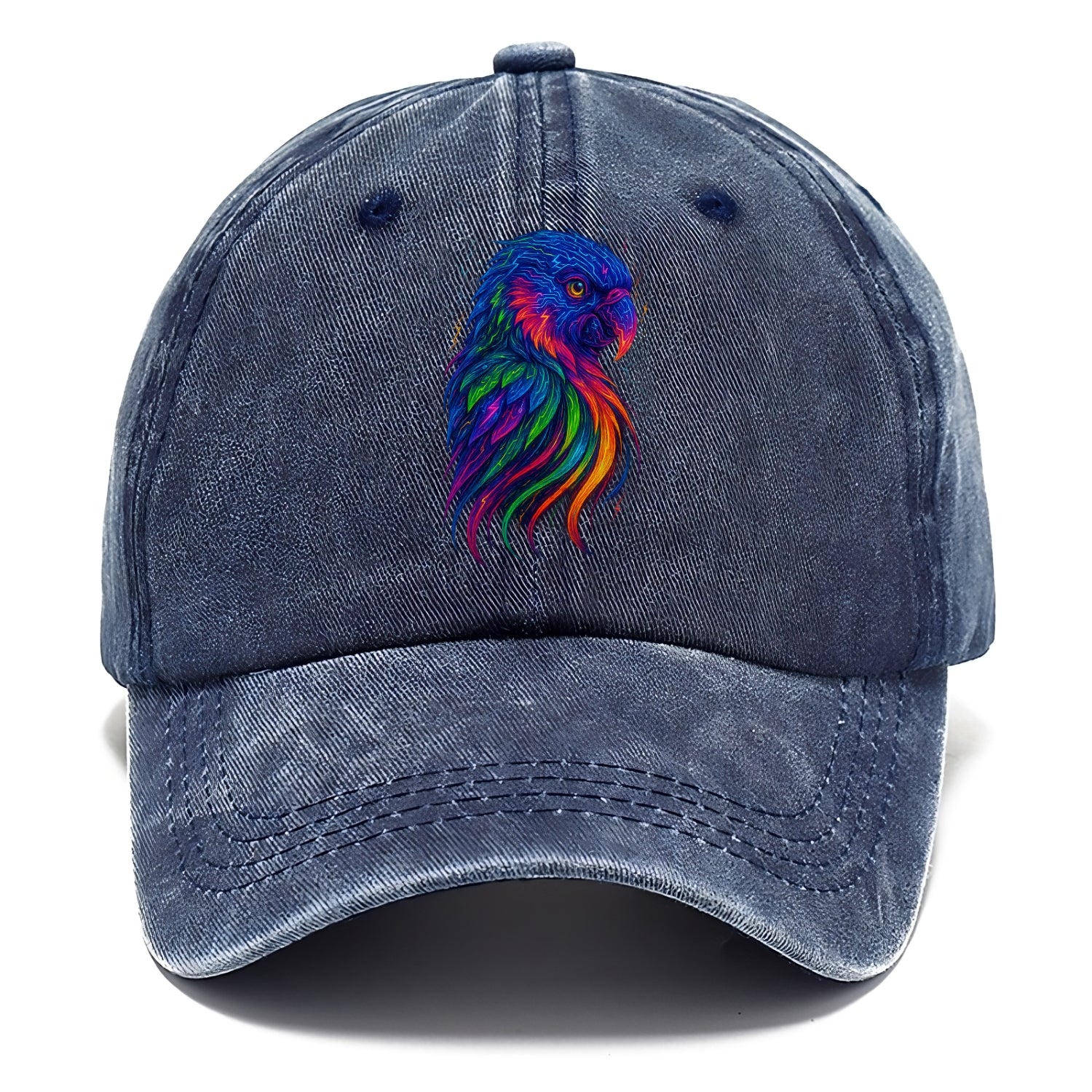 Vibrant parrot with feathers flowing into tropical rainbow streams, every color of - Classic Cap - Twilight Navy(Blue)