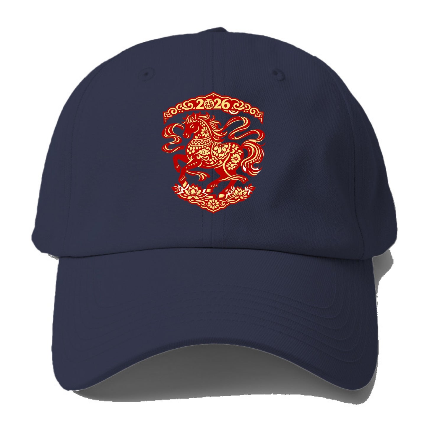 DANCING HORSE | Elegant prancing horse in motion | Graceful curved pose | Floating - Baseball Cap - Twilight Navy(Blue)