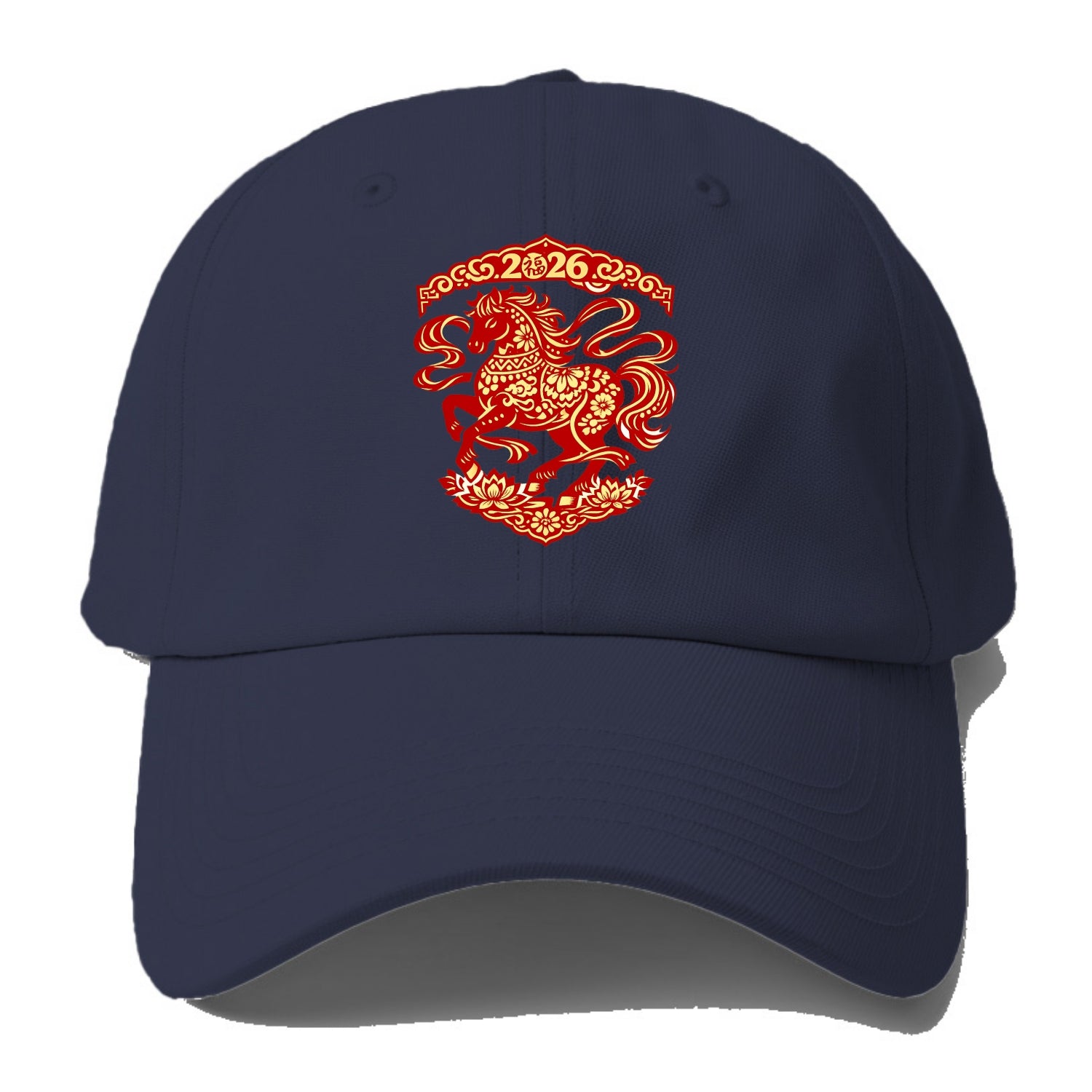 DANCING HORSE | Elegant prancing horse in motion | Graceful curved pose | Floating - Baseball Cap - Twilight Navy(Blue)