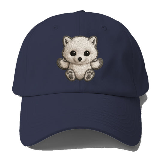 Baby Arctic Fox - white fluffy, tiny black nose, bright curious eyes, - Baseball Cap For Big Heads - Twilight Navy(Blue)