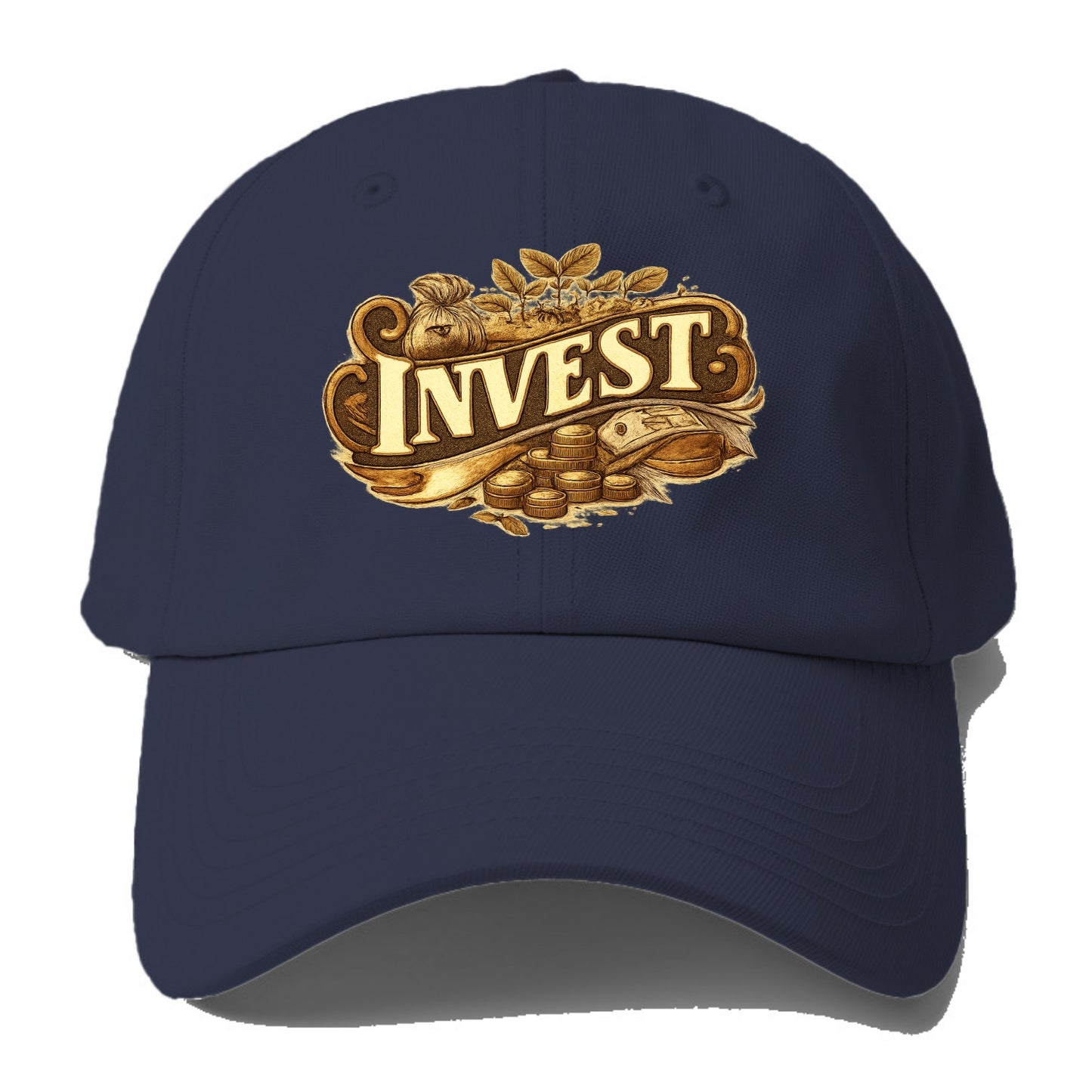Bold typography design - "INVEST" - growing money, smart decisions - Baseball Cap - Twilight Navy(Blue)