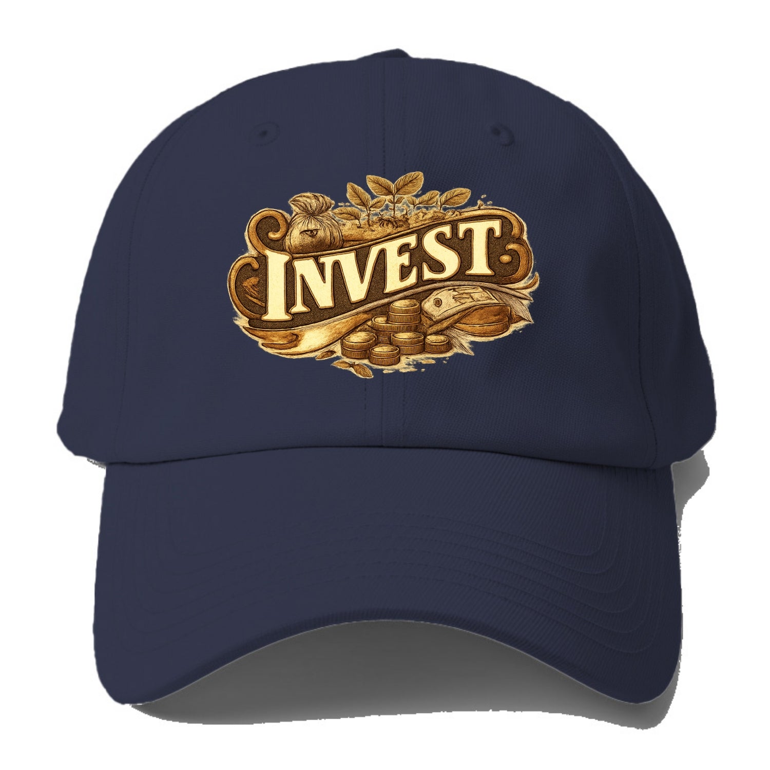 Bold typography design - "INVEST" - growing money, smart decisions - Baseball Cap - Twilight Navy(Blue)