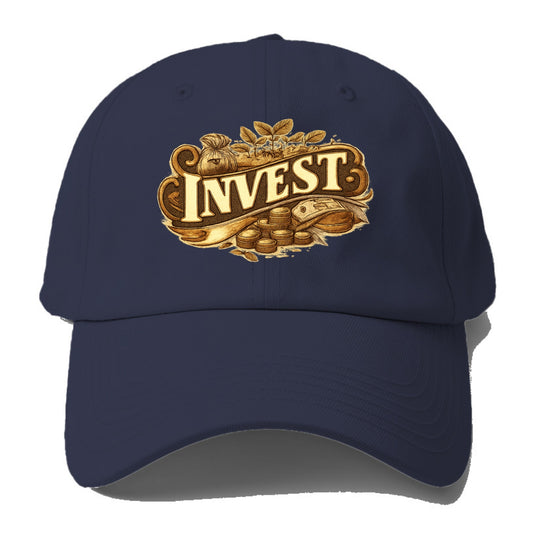 Bold typography design - "INVEST" - growing money, smart decisions - Baseball Cap - Twilight Navy(Blue)
