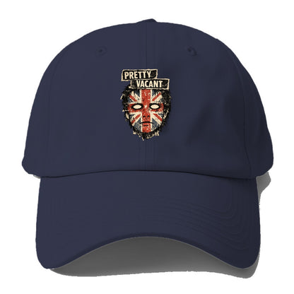 PRETTY VACANT | Blank stare Union Jack face | Empty expression | Punk nihilism | - Baseball Cap - Twilight Navy(Blue)