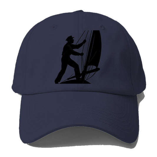 Sailor adjusting the boom on a sailboat - Baseball Cap - Twilight Navy(Blue)