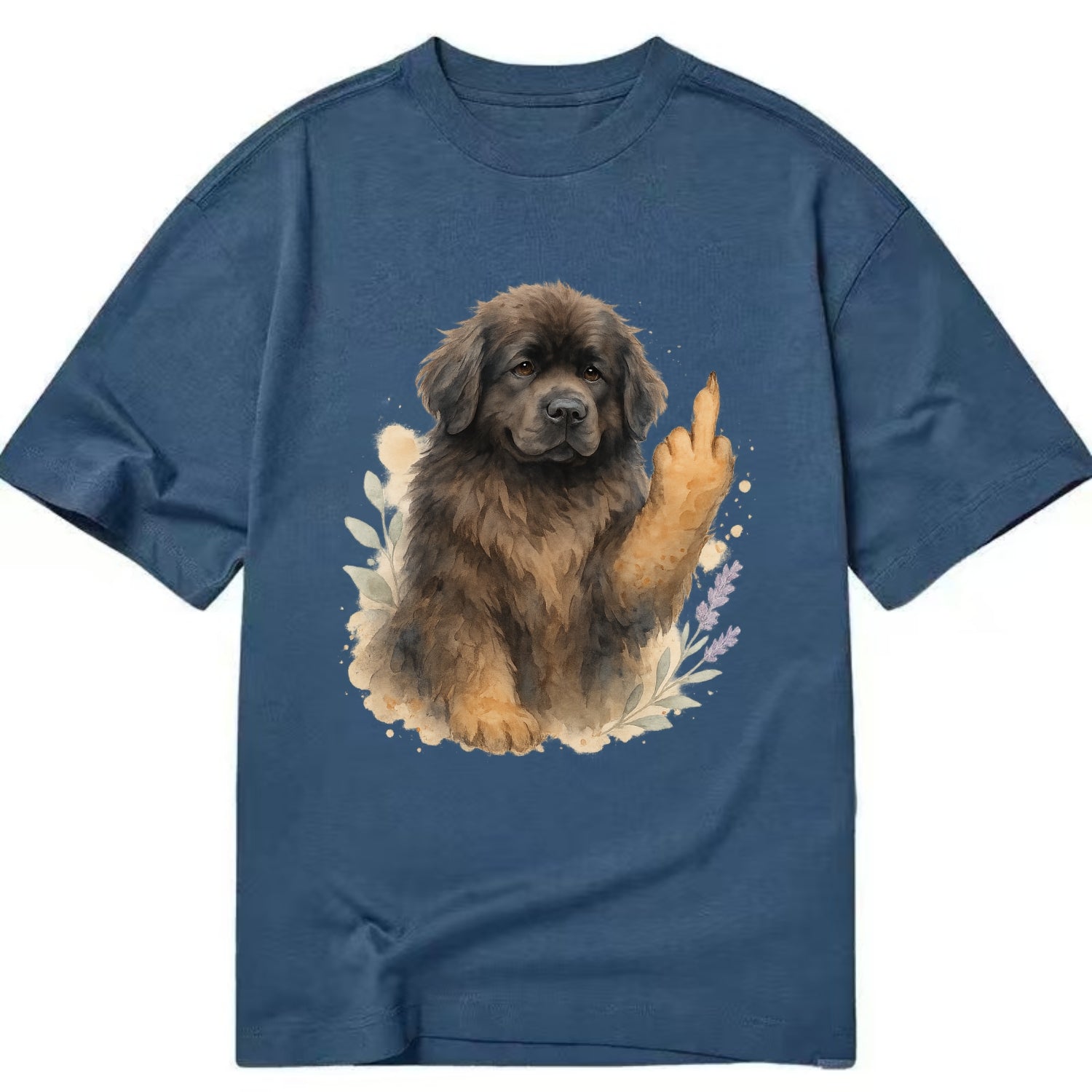 Newfoundland fluffy bear-like with webbed paws, massive gentle paw up - Classic T-shirt - Twilight Navy(Blue)