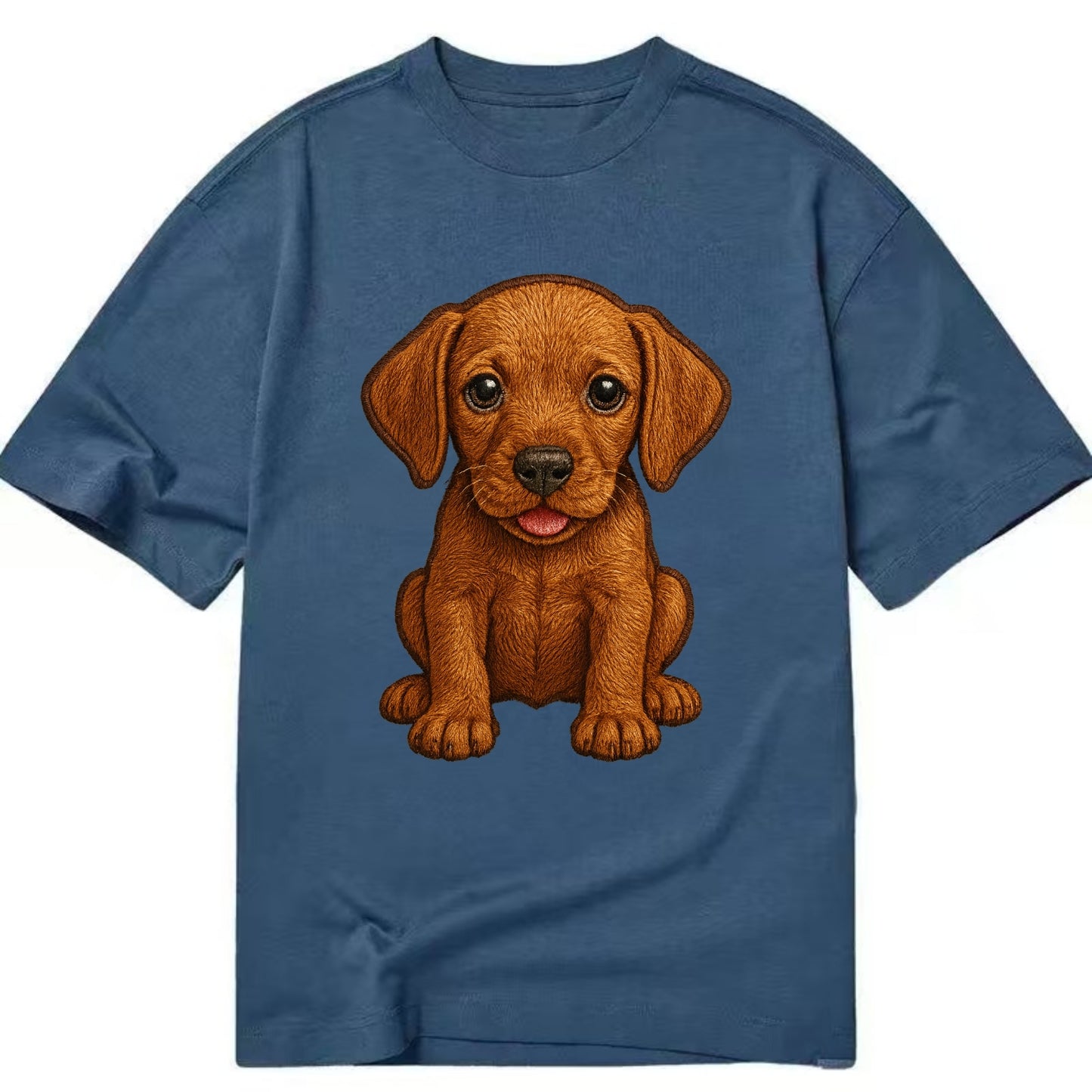Baby Vizsla Puppy - golden rust coat, soulful eyes, athletic build, front-facing, - Classic T-shirt - Twilight Navy(Blue)