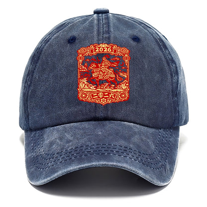 HORSE AND RIDER | Traditional Chinese warrior on horseback | Silk Road journey theme - Classic Cap - Twilight Navy(Blue)