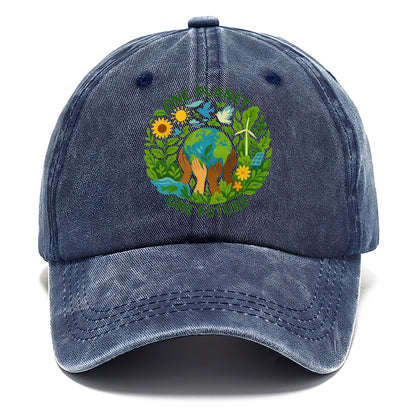 Globe surrounded by hands of all colors working together - "One Planet, One Future" - - Classic Cap - Twilight Navy(Blue)