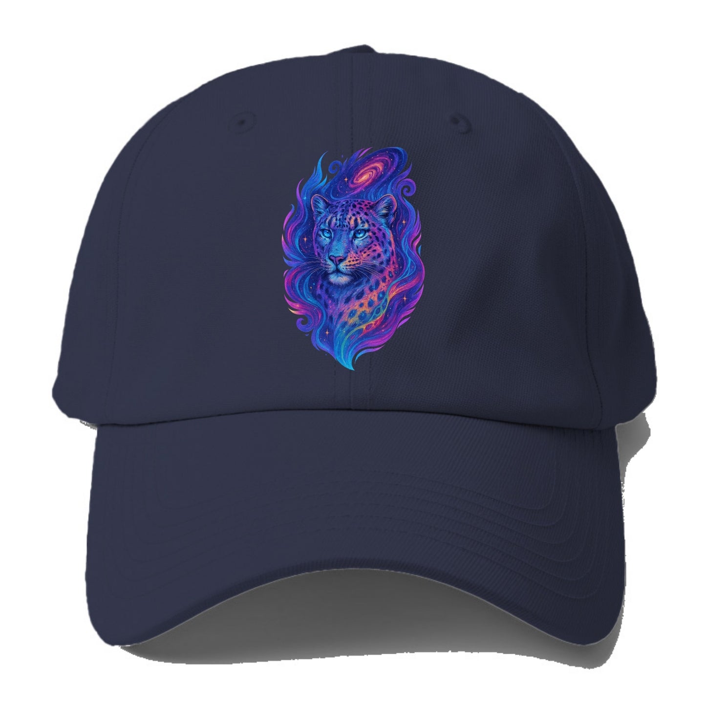 Majestic snow leopard with rainbow gradient spots, crystalline flowing - Baseball Cap For Big Heads - Twilight Navy(Blue)