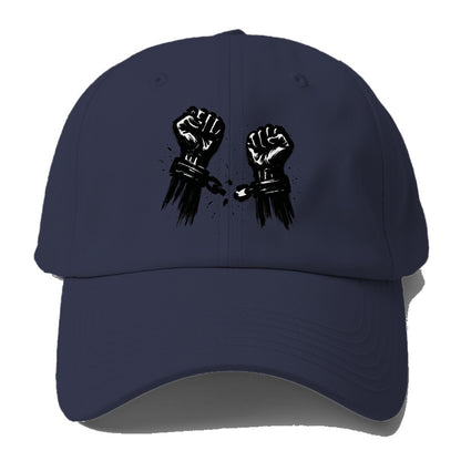 Two raised fists breaking chains - liberation and freedom ink painting - Baseball Cap - Twilight Navy(Blue)