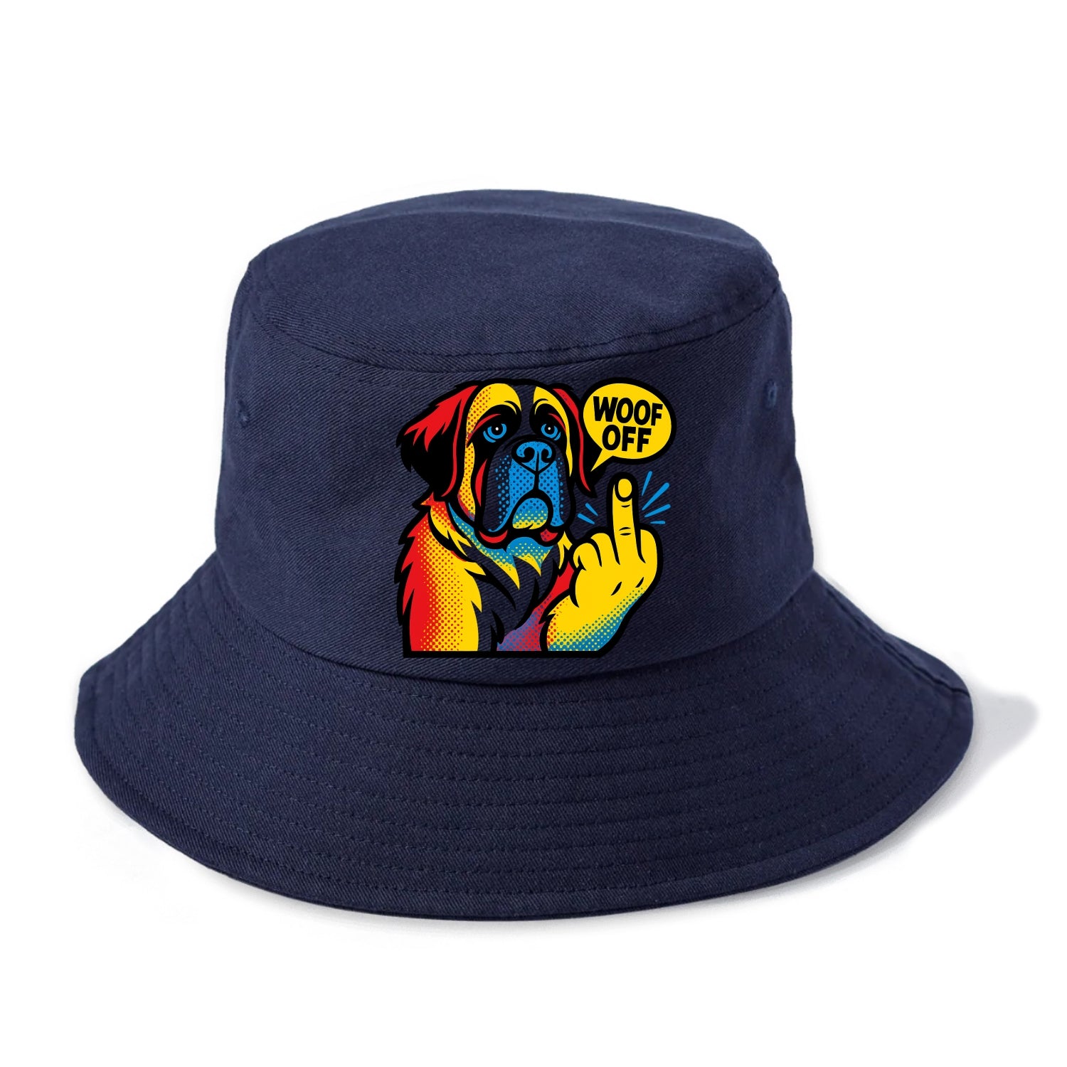 Saint Bernard with gentle giant face and droopy jowls, huge paw raised - Bucket Hat - Twilight Navy(Blue)