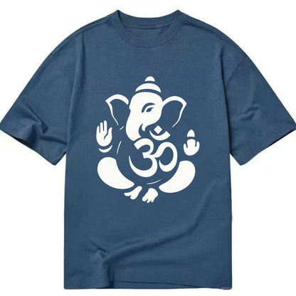 Ganesha elephant silhouette - negative space creates om symbol - Classic T-shirt - Twilight Navy(Blue)