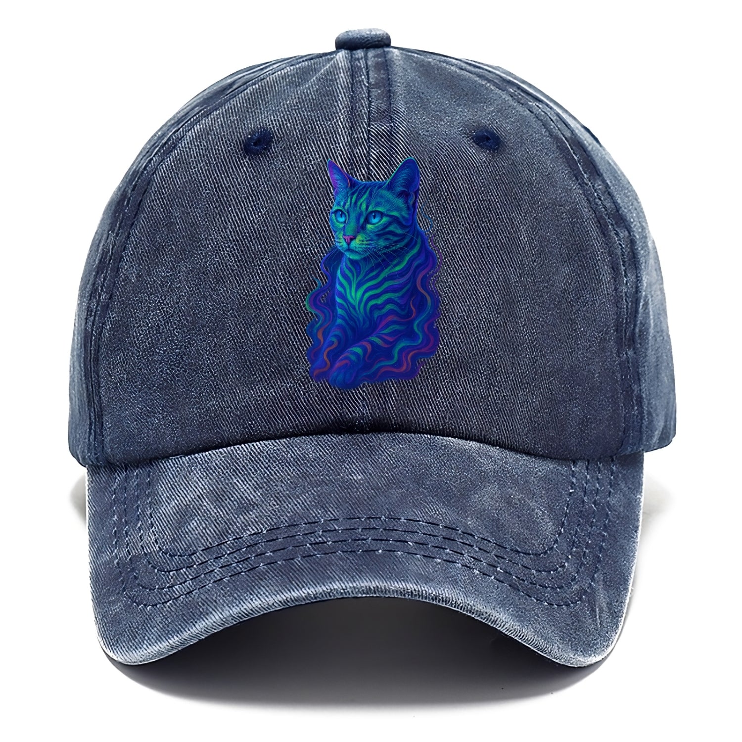 Exotic Bengal cat with aurora borealis colors flowing through its stripes, green and - Classic Cap - Twilight Navy(Blue)