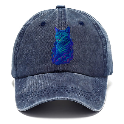 Exotic Bengal cat with aurora borealis colors flowing through its stripes, green and - Classic Cap - Twilight Navy(Blue)