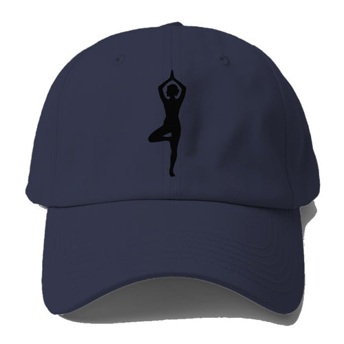 Yogi in tree pose silhouette - Baseball Cap