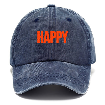 Bold typography design - "HAPPY" - joyful, content, pleased - Classic Cap - Twilight Navy(Blue)