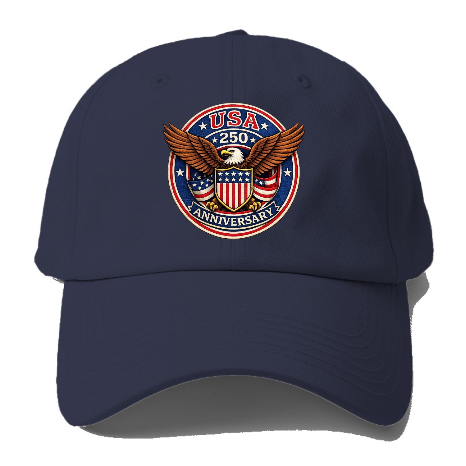 Usa 250 Anniversary Eagle Shield Emblem - Baseball Cap For Big Heads - Twilight Navy(Blue)